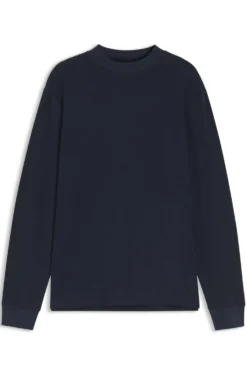 Long-sleeved T-shirt in cotton with mock neckline