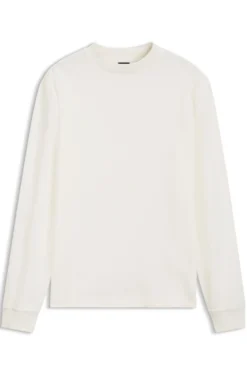 Long-sleeved T-shirt in cotton with mock neckline