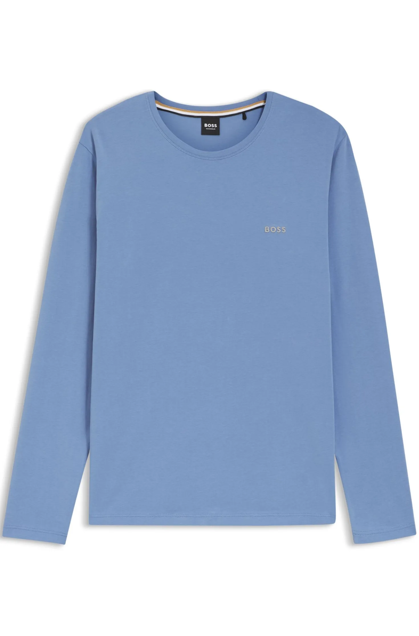 Long-sleeved T-shirt in stretch cotton with embroidered logo