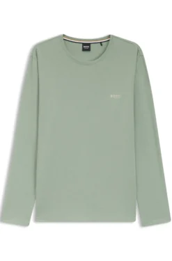 Long-sleeved T-shirt in stretch cotton with embroidered logo