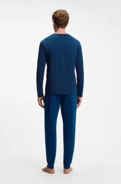 Long-sleeved T-shirt in stretch cotton with embroidered logo