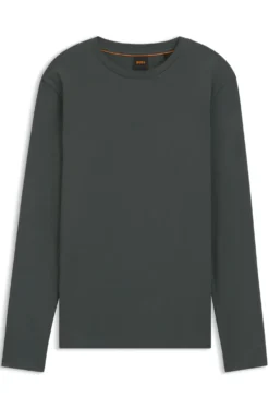 Long-sleeved T-shirt in stretch cotton with logo print