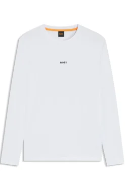 Long-sleeved T-shirt in stretch cotton with logo print