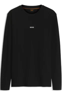 Long-sleeved T-shirt in stretch cotton with logo print