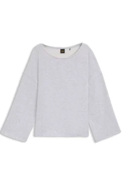 Loose-fit cotton-blend sweatshirt with raw-cut edges