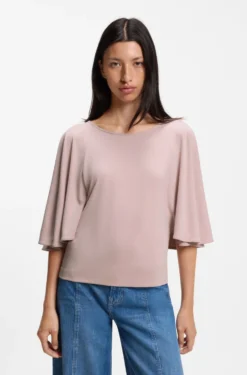 Loose-fit cupro T-shirt with raglan sleeves