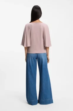 Loose-fit cupro T-shirt with raglan sleeves