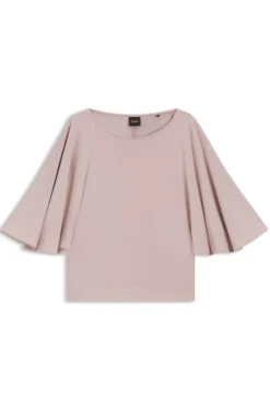 Loose-fit cupro T-shirt with raglan sleeves