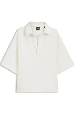 Loose-fit polo sweatshirt in scuba jersey