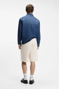 Loose-fit shorts in cotton terry with logo print