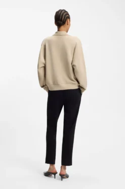Loose-fit sweatshirt with draped funnel neck