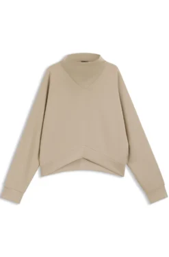 Loose-fit sweatshirt with draped funnel neck