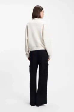 Loose-fit sweatshirt with draped funnel neck