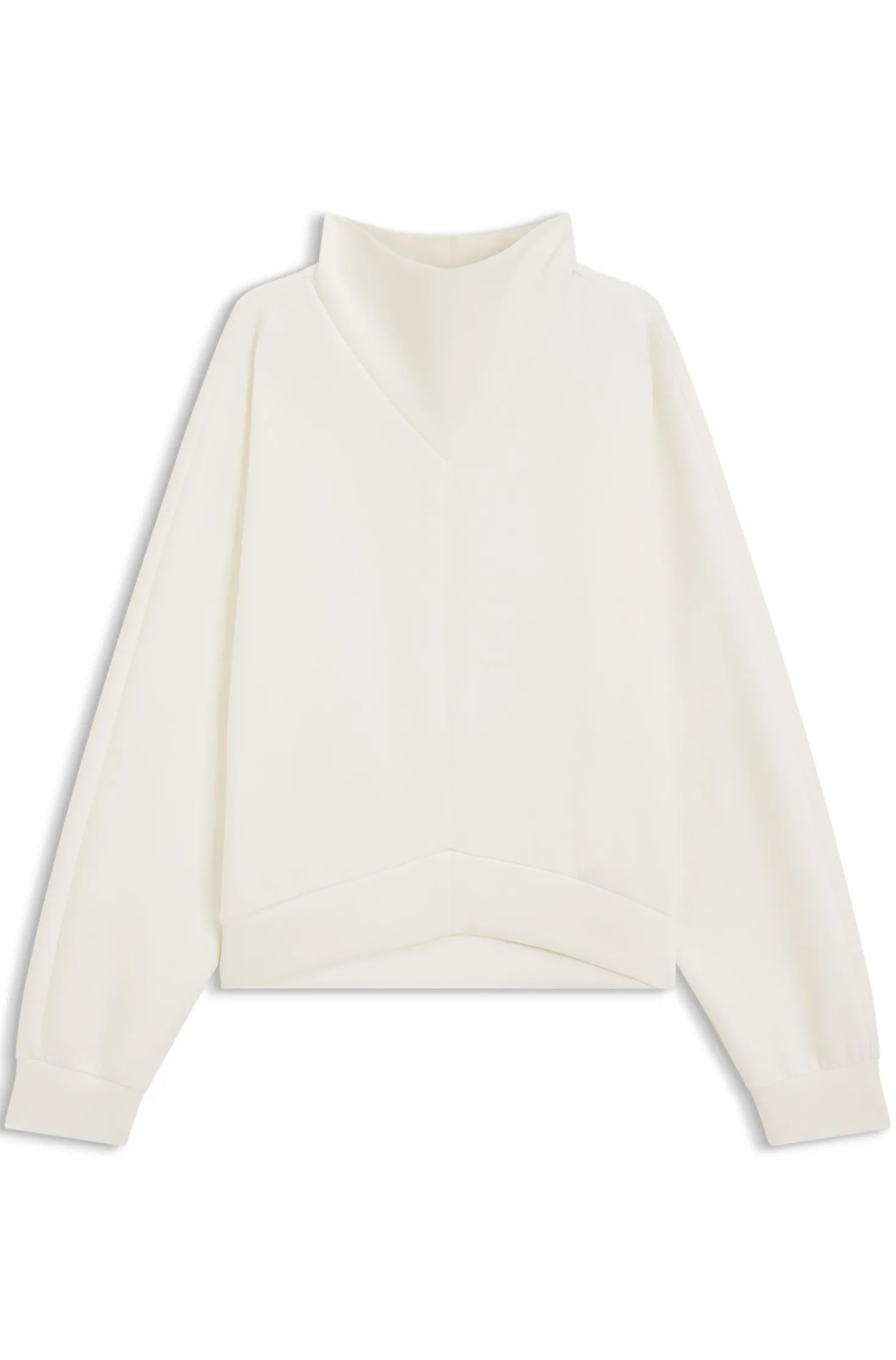Loose-fit sweatshirt with draped funnel neck