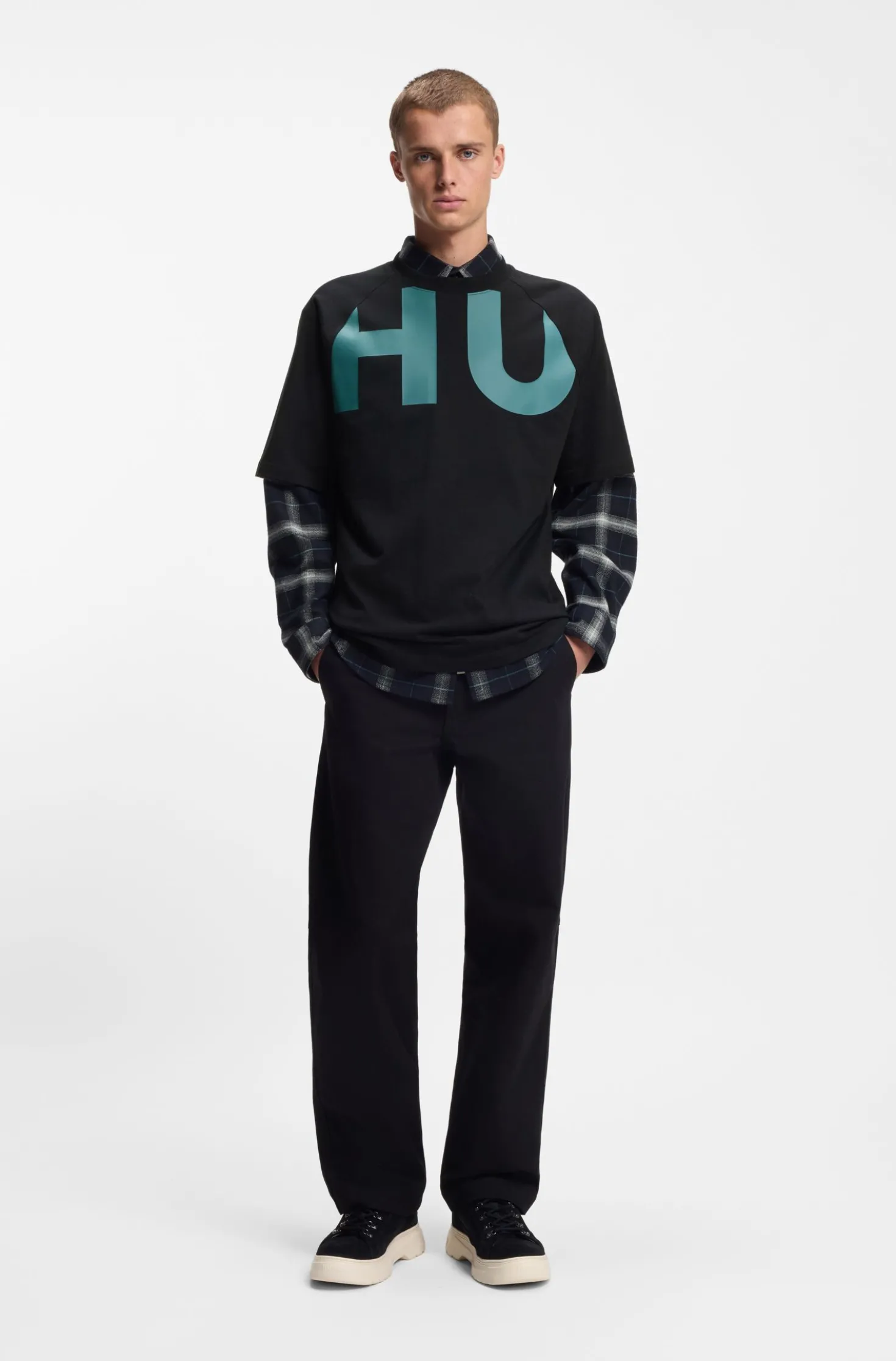 Loose-fit T-shirt in cotton jersey with wraparound logo