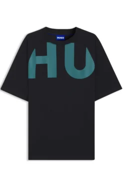 Loose-fit T-shirt in cotton jersey with wraparound logo