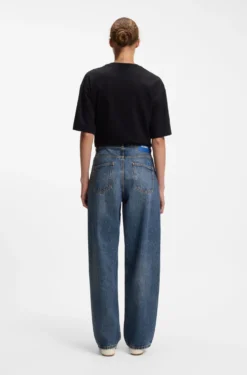 Loose-fit wide-leg jeans in rigid cotton