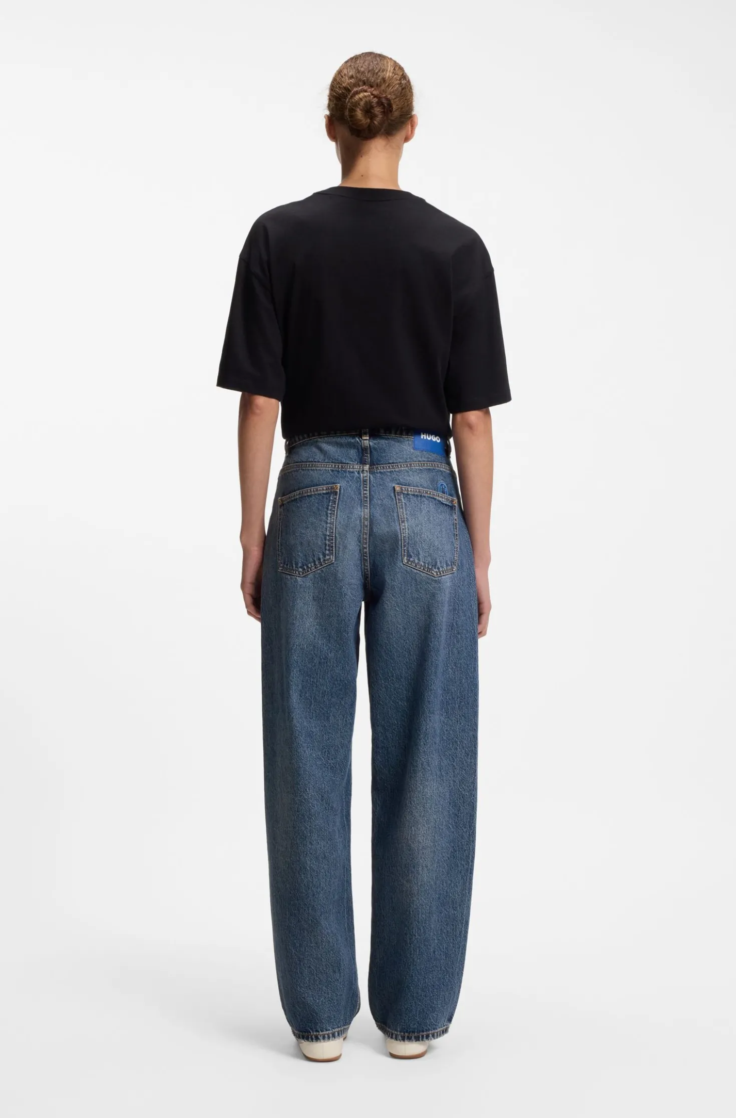 Loose-fit wide-leg jeans in rigid cotton