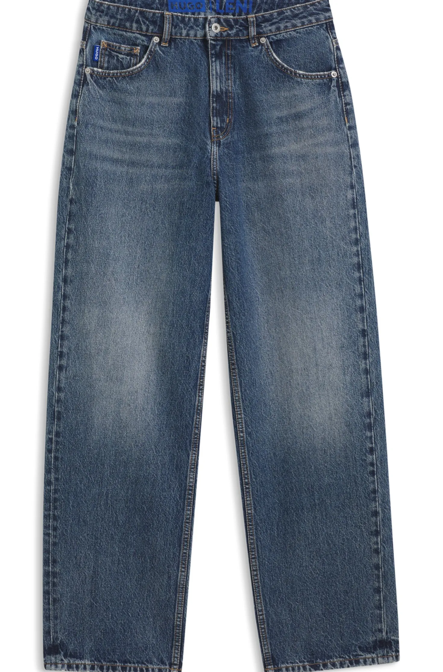 Loose-fit wide-leg jeans in rigid cotton