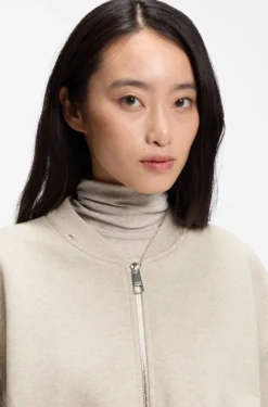 Loose-fit zip-up sweatshirt in melange jersey