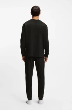 Loungewear top in stretch cotton with logo
