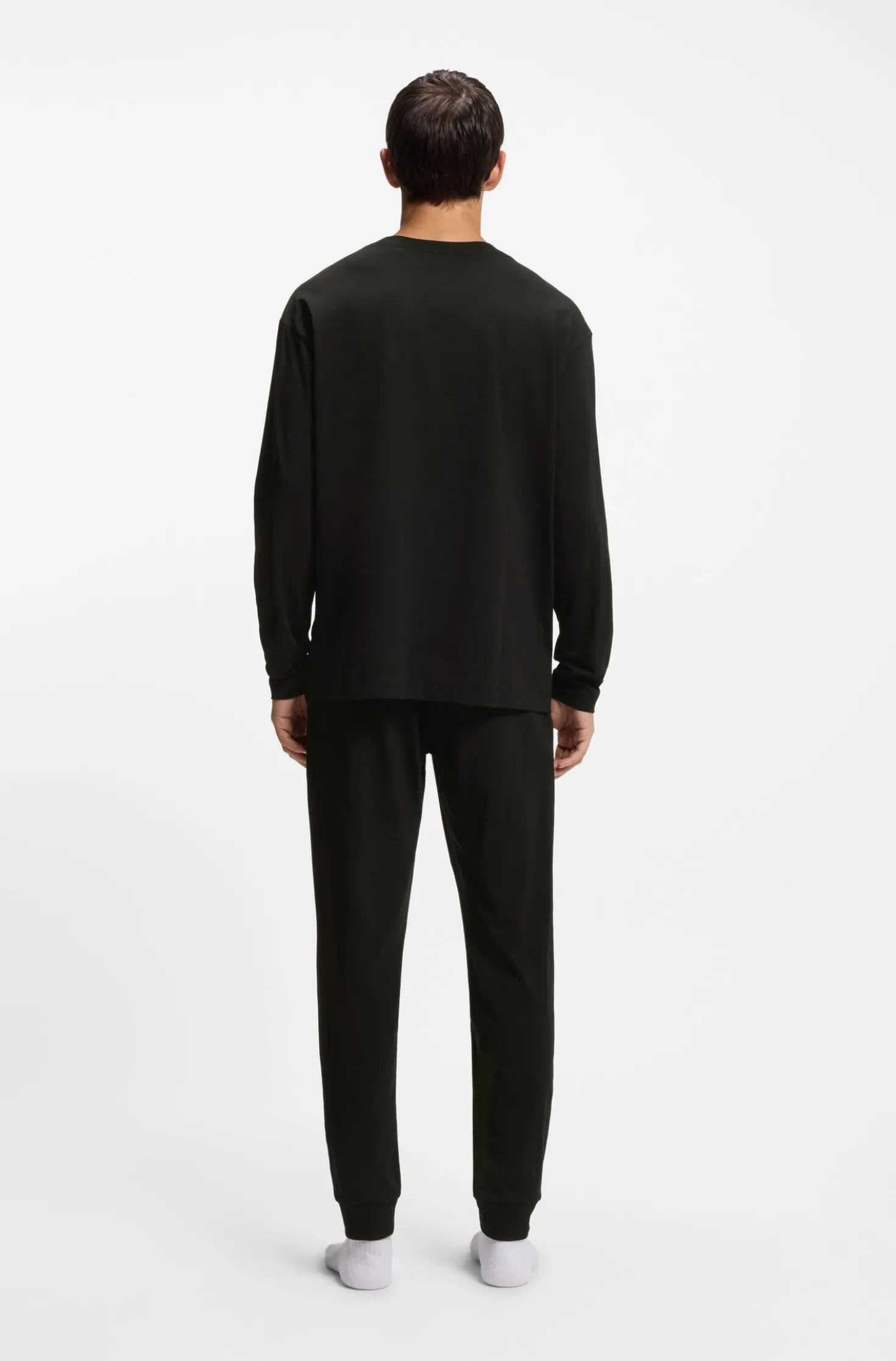 Loungewear top in stretch cotton with logo
