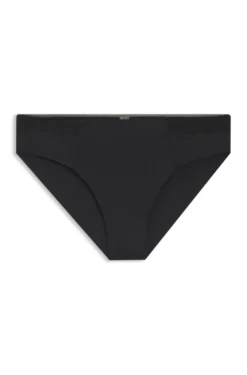 Low-rise briefs with gold plaque and lace monogram