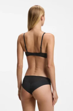 Low-rise briefs with gold plaque and lace monogram