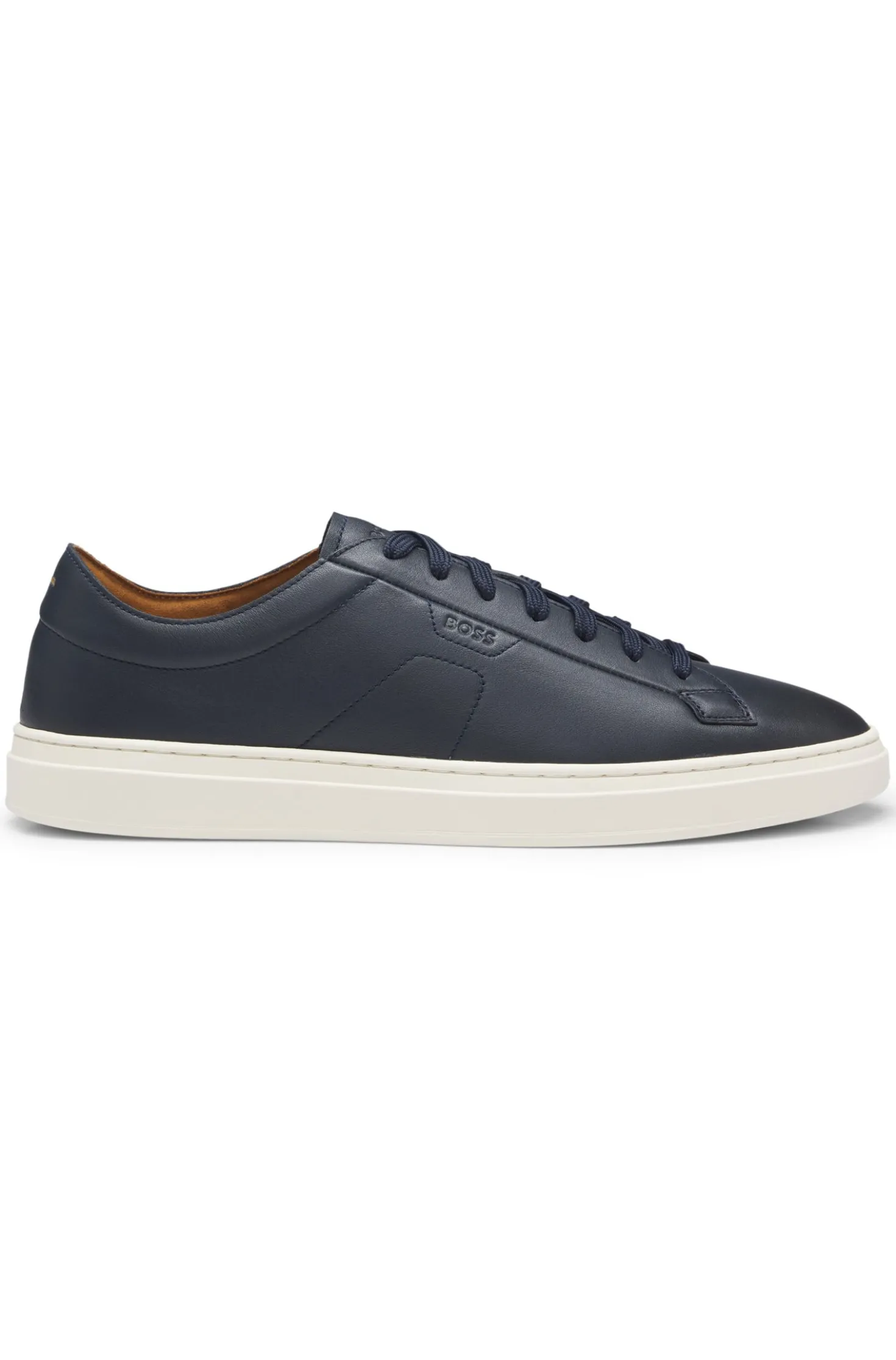 Low-top trainers in leather with embossed logo