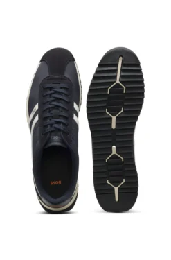 Low-top trainers with faux-leather trims