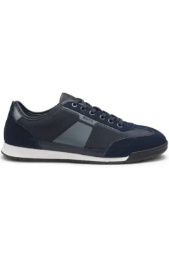 Low-top trainers with structured trims