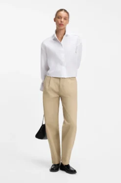 Low-waisted cotton trousers with paracord belt detail