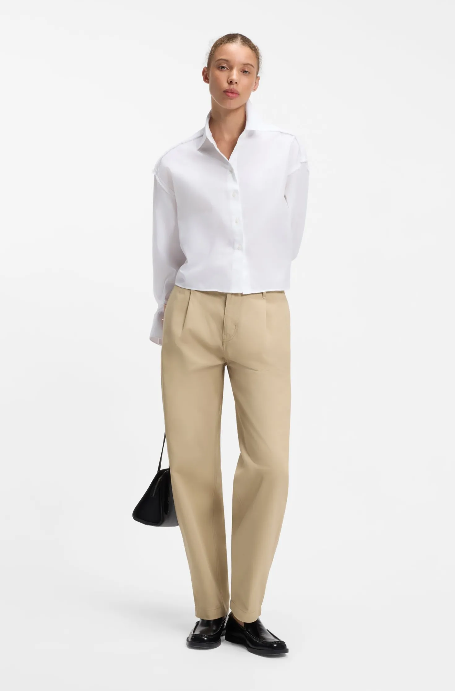 Low-waisted cotton trousers with paracord belt detail