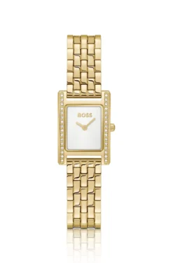 LUCY PRECIOUS Crystal-embellished gold-effect watch with white dial