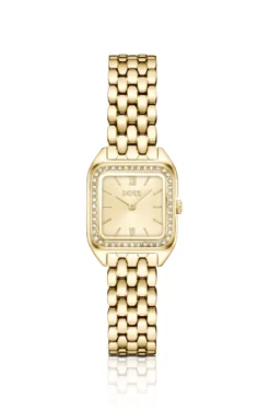 Mae Petite gold-tone watch with crystal-set bezel