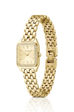 Mae Petite gold-tone watch with crystal-set bezel