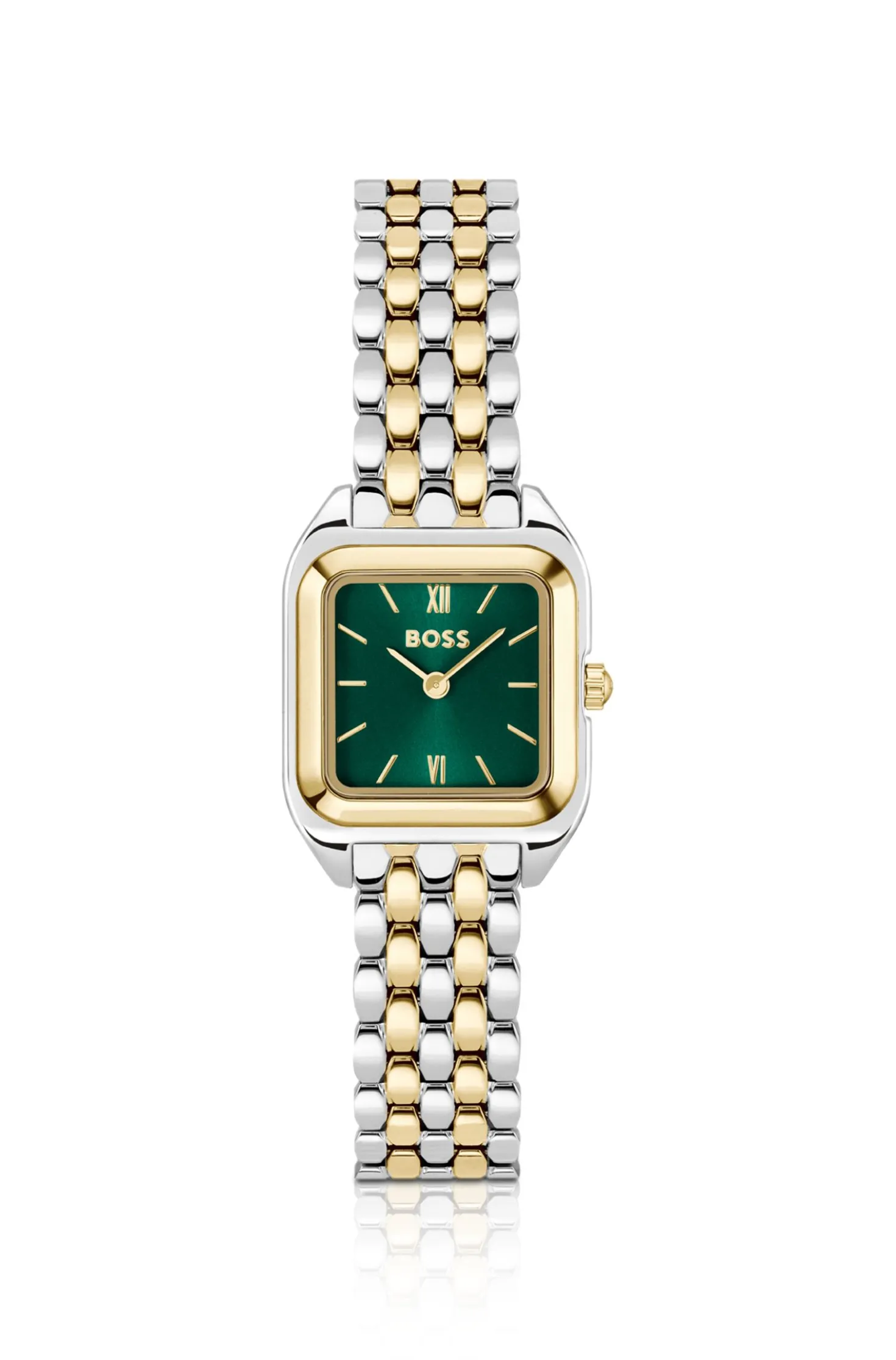 MAE PETITE Green-dial watch with two-tone bracelet