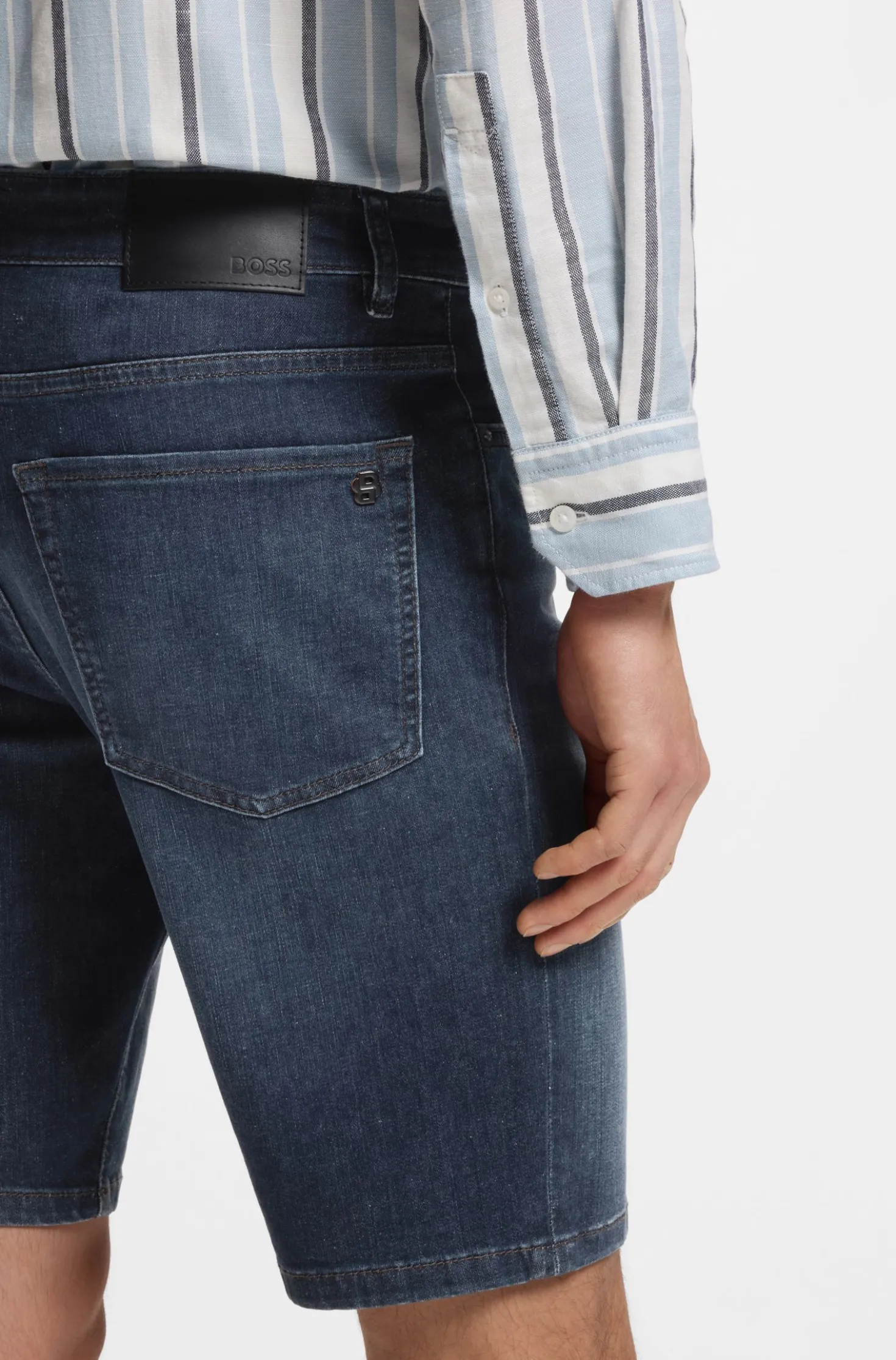 Maine regular-fit shorts in blue soft-motion denim
