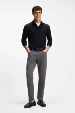 Maine regular-fit trousers in stretch-cotton dobby fabric