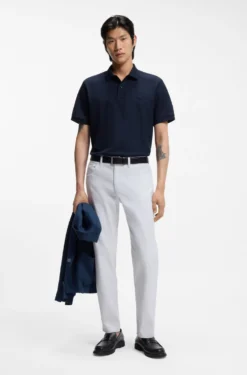 Maine regular-fit trousers in stretch-cotton dobby fabric