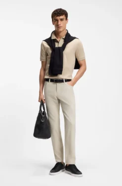 Maine regular-fit trousers in stretch-cotton dobby fabric