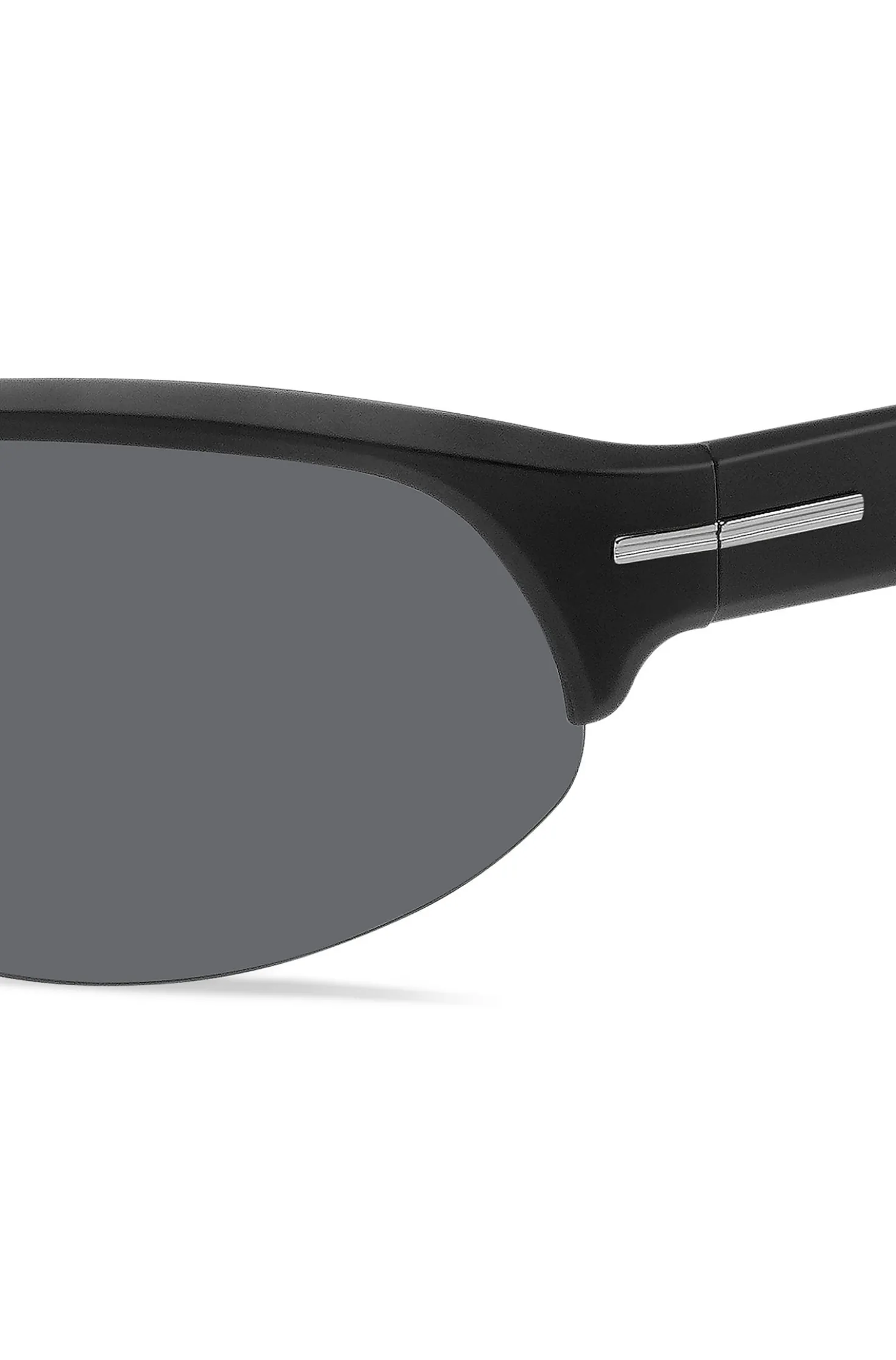 Mask-style sunglasses in black with silver-tone hardware