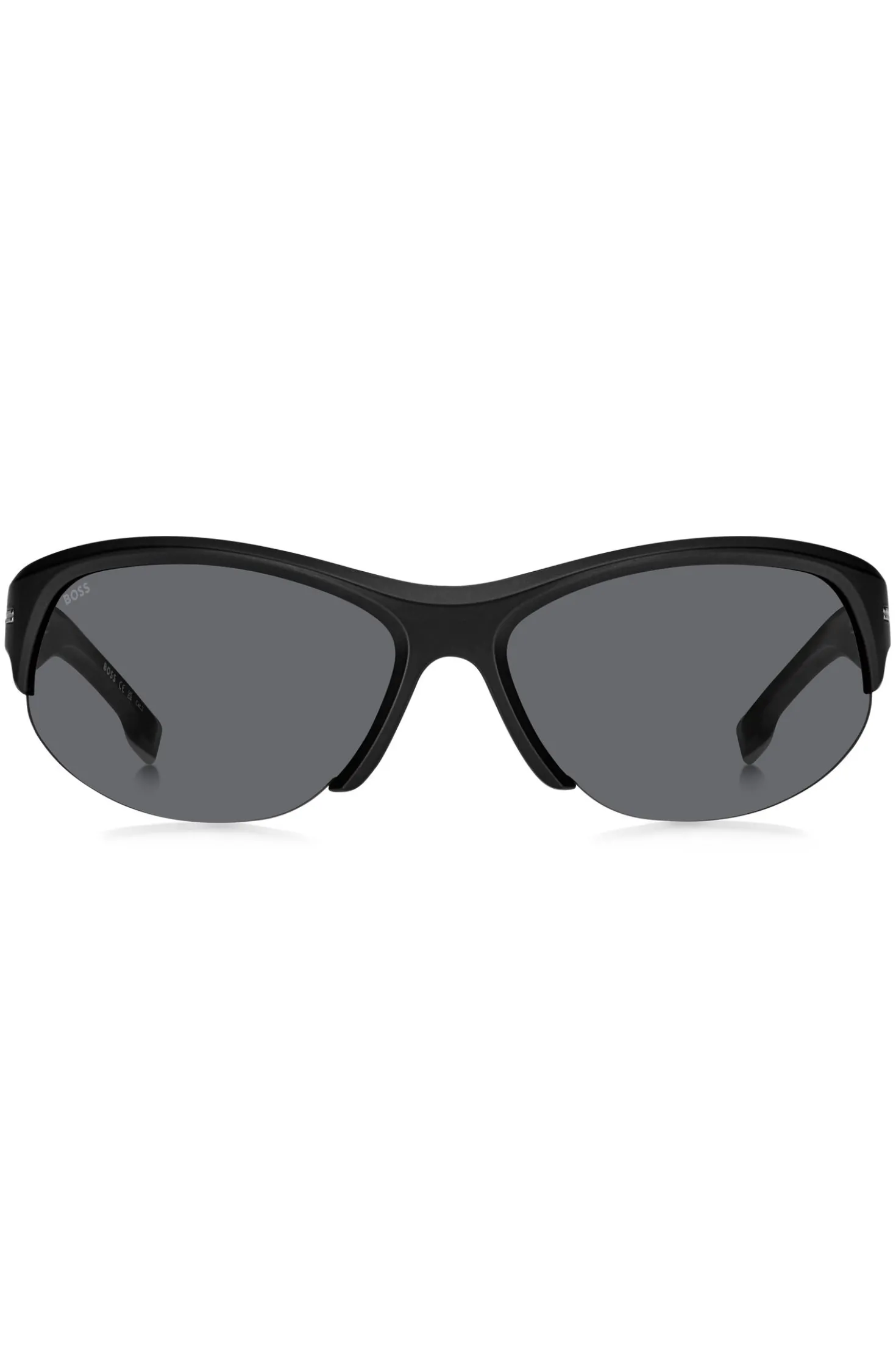 Mask-style sunglasses in black with silver-tone hardware