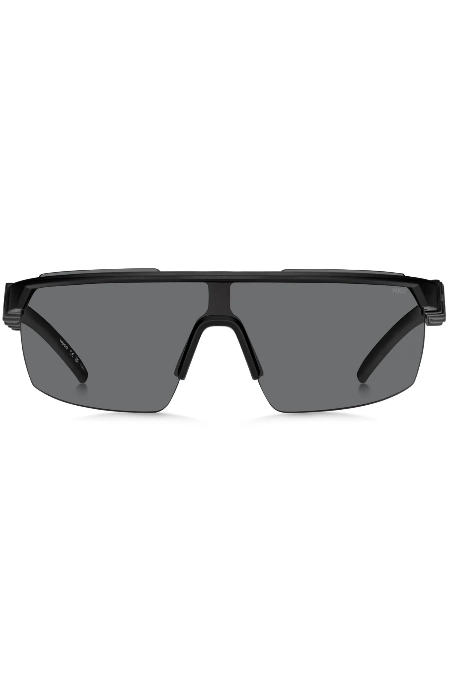 Mask-style sunglasses in black with 3D-logo temples