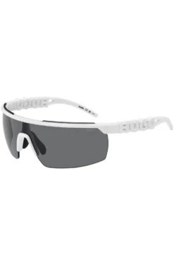Mask-style sunglasses in white with 3D-logo temples