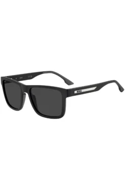 Matte-black sunglasses with logo insert