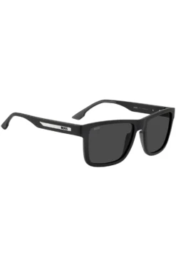 Matte-black sunglasses with logo insert