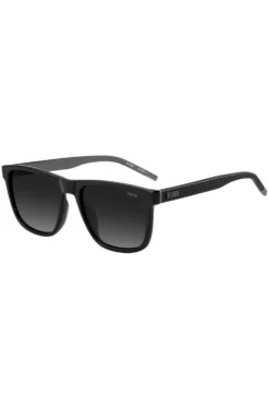 Matte-black sunglasses with patterned temples