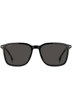 Matte-black sunglasses with stripe detail