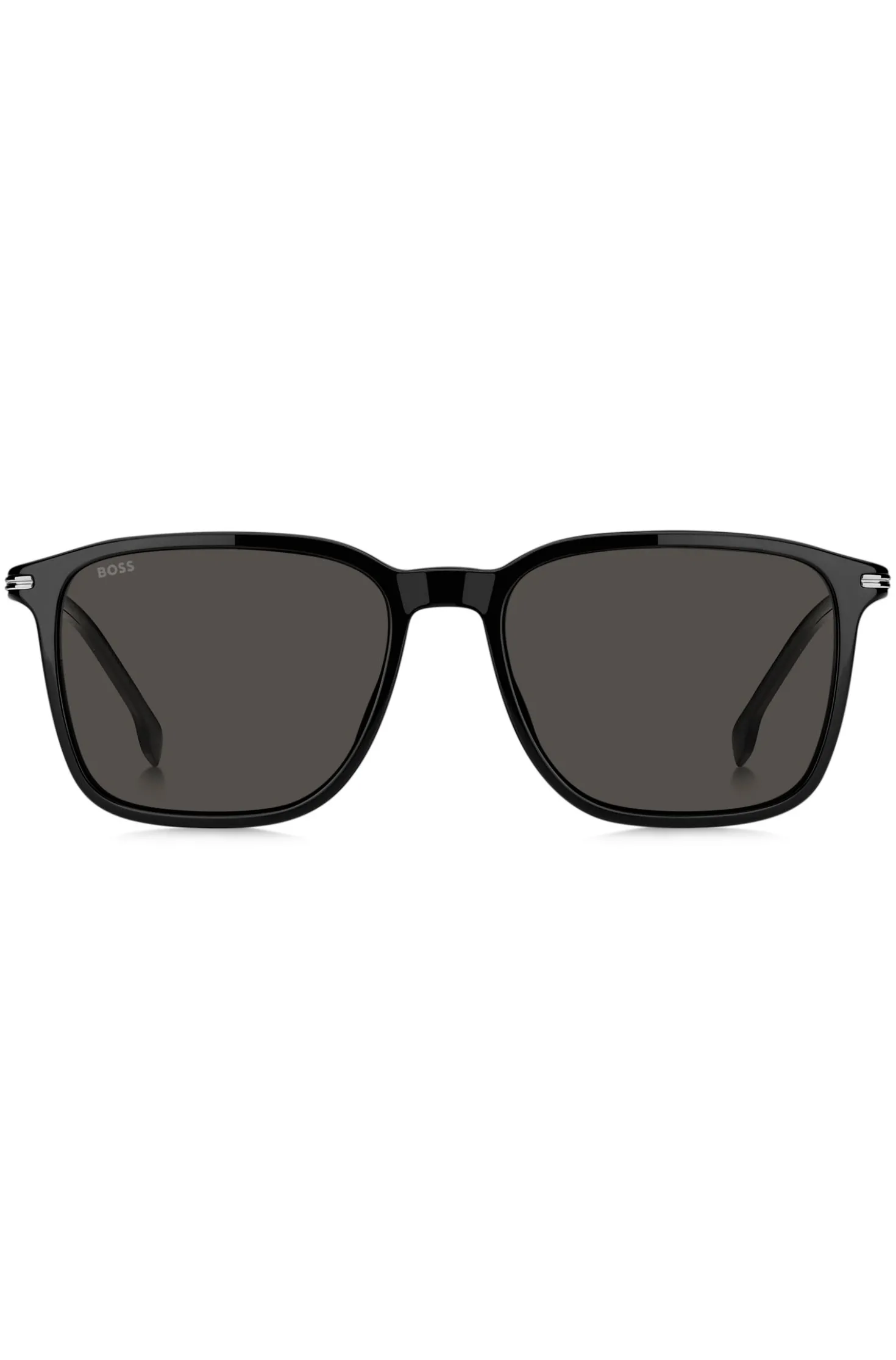 Matte-black sunglasses with stripe detail